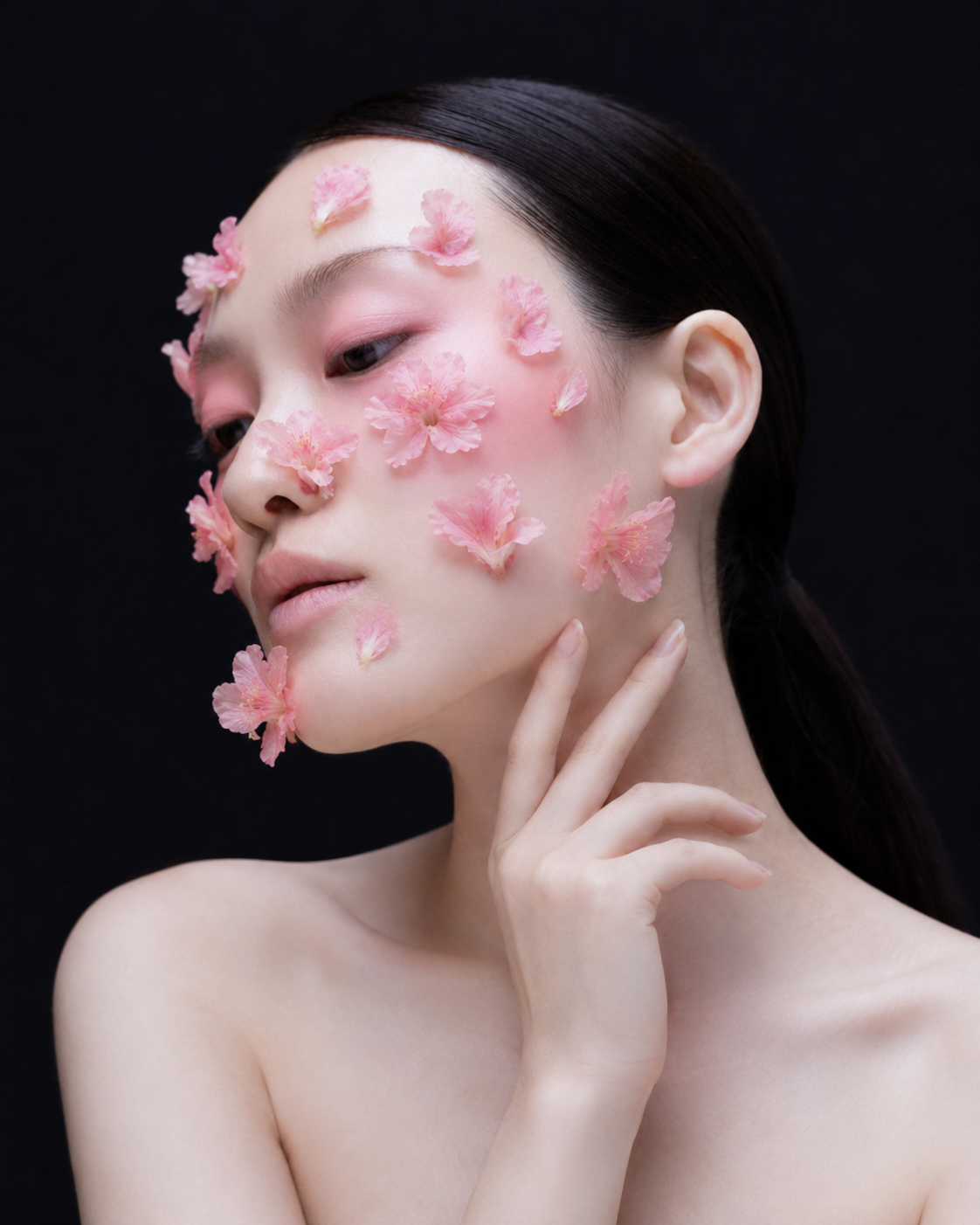 Beauty portrait with soft floral styling